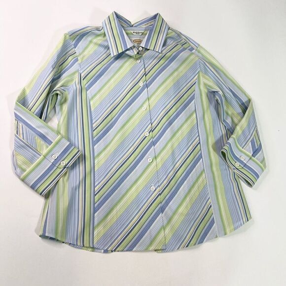 Talbots Button Up Shirt Womens 10 Multicolor Long Sleeve Wrinkle Resistant - Picture 1 of 9